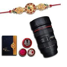 DeoDap Rakhi, Roli Chawal, Silver Coin, Mug & Greeting Card Rakhi Gift Set-image-96