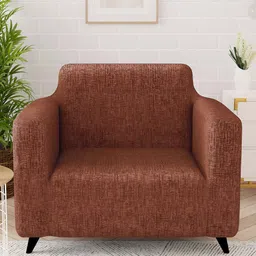 Story@home Brown Printed Polyester 1 Piece Sofa Cover With Arms-20