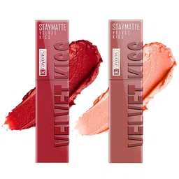 krayons Set Of 2 Velvet Kiss Lipstick - 3.5 ml Each - Scarlet Red 01 - Sheer Nude 05-image-84