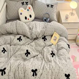 JC HOME Grey & Black Quirky Polycotton 4 Piece Single Regular Bedding Set-picture-21