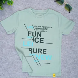 YALZZ Boys Typography Printed Round Neck Short Sleeves Pure Cotton Regular Fit T-Shirt-picture-25