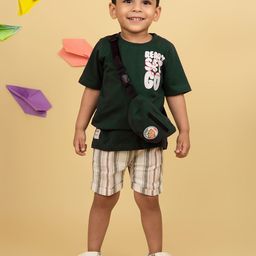 LITTLE COLLARS Boys Printed Short Sleeves Pure Cotton T-shirt With Shorts-image-92