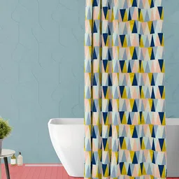 ArtzFolio Blue & Yellow Geometric Printed Waterproof Shower Curtain-image-48
