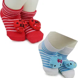 NESKA MODA Kids-Unisex Set Of 2 Ankle Length Cotton Socks-22