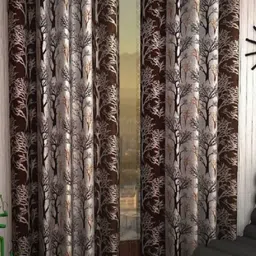 BELLA TRUE Brown & Cream-2 Pieces Abstract Window Curtains-image-84