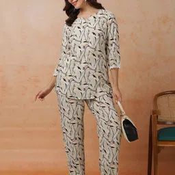 Anouk Printed Notch Neck Tunic With Trouser-26