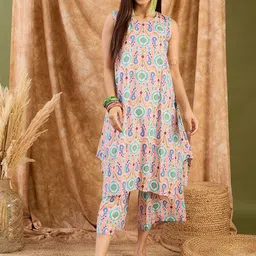 InWeave Women Geometric Printed Cotton A-Line Kurta with Palazzo-image-96