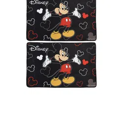 Kuber Industries Set Of 2 Black & Red Disney Mickey Mouse Printed Anti-Skid Doormats-103