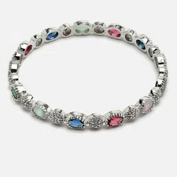 Anouk Blue Set Of 4 Rhodium-Plated AD Studded Bangles image 2