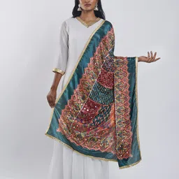 TEEJH Ethnic Motifs Printed Dupatta Wth Mirror Work image 4