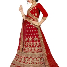 MANVAA Embroidered Thread Work Semi-Stitched Lehenga & Unstitched Blouse With Dupatta image 4