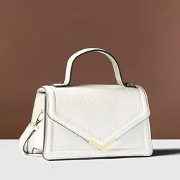 Accessorize Textured Synthetic Leather Structured Satchel Bag image 2