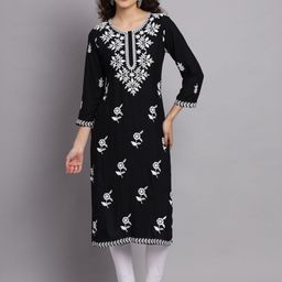 HERE&NOW Women Floral Embroidered Thread Work Kurta-picture-1
