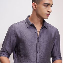 HIGHLANDER Men Comfort Fit Spread Collar Textured Casual Shirt-image-97