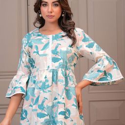 ANEKYA Floral Printed Flared Sleeves Pure Cotton Kurti-image-64