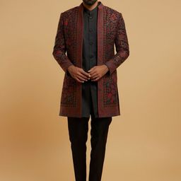 Twamev Self-Designed Mandarin Collar SherwaniSet-image-57