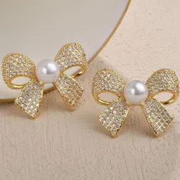 Anouk Gold Plated Pearls Beaded Contemporary Korean Studs-17