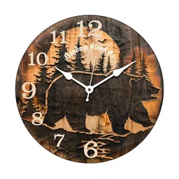 RANDOM Brown & Beige Printed Wooden Analogue Contemporary Wall Clock-picture-14