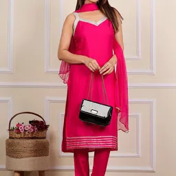 HEBA Shoulder Straps A-Line Kurta With Trouser & Dupatta image 3