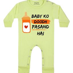 Arvesa Baby Ko Doodh Pasand Hai Printed Bodysuit-image-53