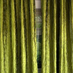 Pink Parrot Green 2 Pieces Floral Door Curtains-image-11