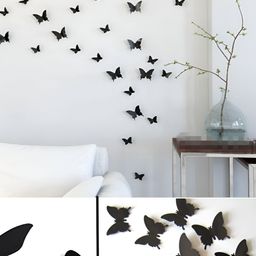 INDIAN ROYALS 12-Pcs Black 3D Butterfly Self-AdhesiveWallStickers-image-83