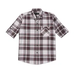 CAVIO Boys Comfort Spread Collar Tartan Checked Cotton Casual Shirt-picture-1