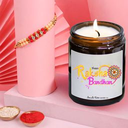 Aromatic Fables Set Of 3 Stone Studded & Beaded Rakhi With Roli Chawal & Aroma Candle-image-36