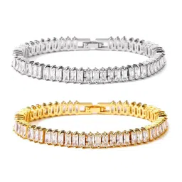 DressBerry Women 2 American Diamond Gold-Plated Link Bracelet-image-92