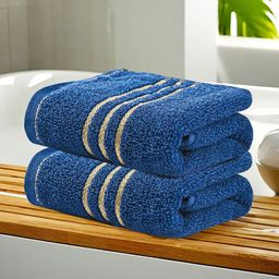 Aura Blue & Beige 2 Pieces Cotton 350 GSM Bath Towels-image-63