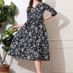 DECKEDUP Women Floral Printed A-Line Cotton Dress-image-88