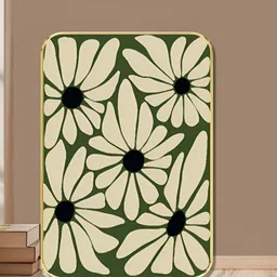 SAF Green & White Retro Floral Sparkle Lamination Wooden Wall Art-image-92