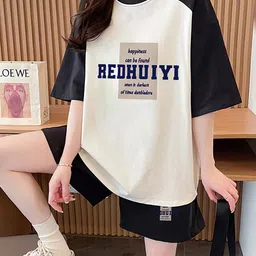 JC Mode Printed Round Neck T-Shirt With Shorts Co-Ords-image-83