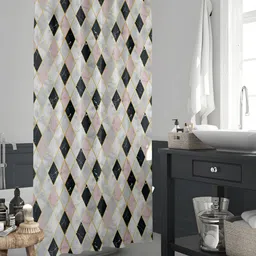 ArtzFolio White & Black Geometric Printed Waterproof Shower Curtain-image-26