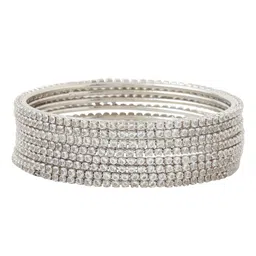 Anouk Women Set of 8 American Diamond Silver Plated Bangles image 5
