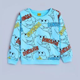 Hopscotch Kids Boys Blue Printed Sweatshirt-picture-1