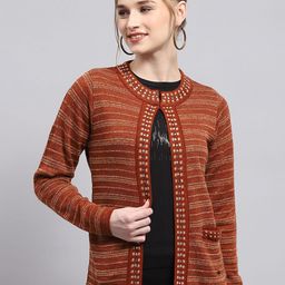 Monte Carlo Women Striped Woollen Long Sleeves Cardigan-image-49
