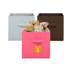 Aura Storage Box Pink Set of 3 Regular Multi-Utility Organisers-4