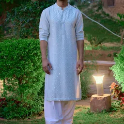 Ankit V Kapoor Men Embroidered Regular Sequinned Kurta with Salwar image 1