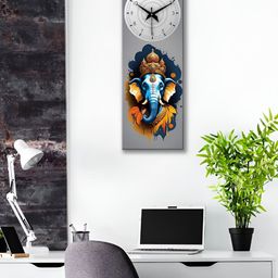 OLIVE TREE Grey & Black Ethnic Motifs Printed Traditional Wooden Analogue Wall Clock-picture-37