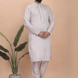 NECK WORK EMRODARY Kurta with Payjama-image-26