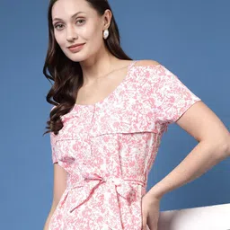 BEING NAUGHTY Colourblocked Cold-Shoulder A-Line Dress-picture-32