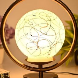 SOMIL White & Black Printed Glass Spherical Table Lamp-image-43