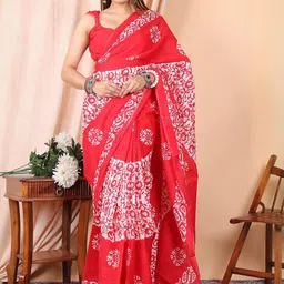 huuhambay Ethnic Motifs Voile Block Print Saree image 4