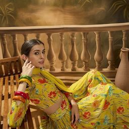 Sangria Floral Printed Lehenga With Choli & Dupatta-picture-12