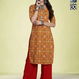 Moda Rapido Selection Of 3 Floral Printed Round Neck Straight Kurtas-image-30