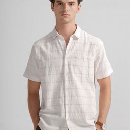 Crocodile Tactile Striped Spread Collar Regular Fit Casual Shirt-image-21