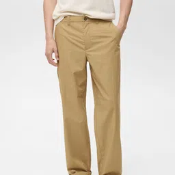 MANGO MAN Mid-Rise Pure Cotton Straight Fit Chinos-image-84