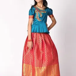 TotzTouch Girls Embroidered Ready to Wear Lehenga &-image-32