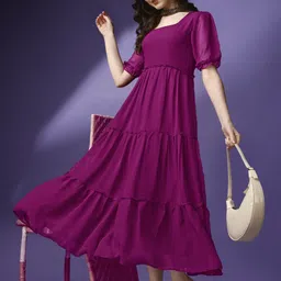 Jash Creation Bell Sleeve Applique Georgette Fit & Flare Maxi Dress-picture-13